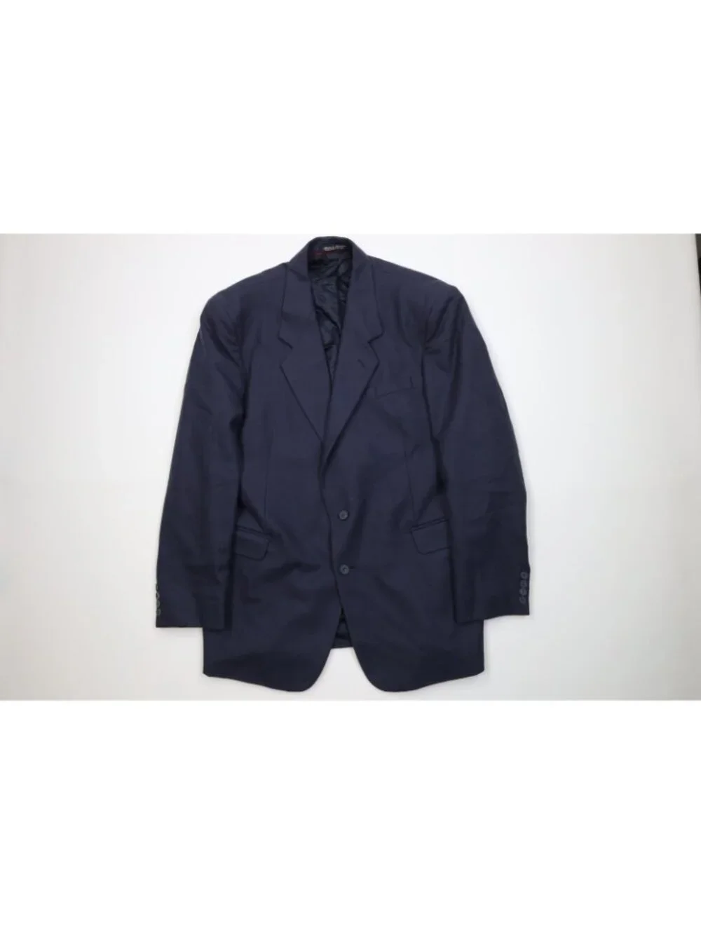 Vtg 90s Streetwear Mens 44L 2 Piece Heavy Wool Suit Wedding Wide Leg 38x31 Blue